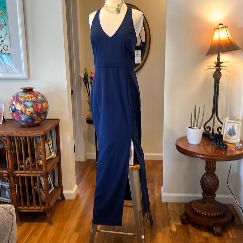 Sz 10 Laundry by Shelly Segal midnight blue floor length new with tags